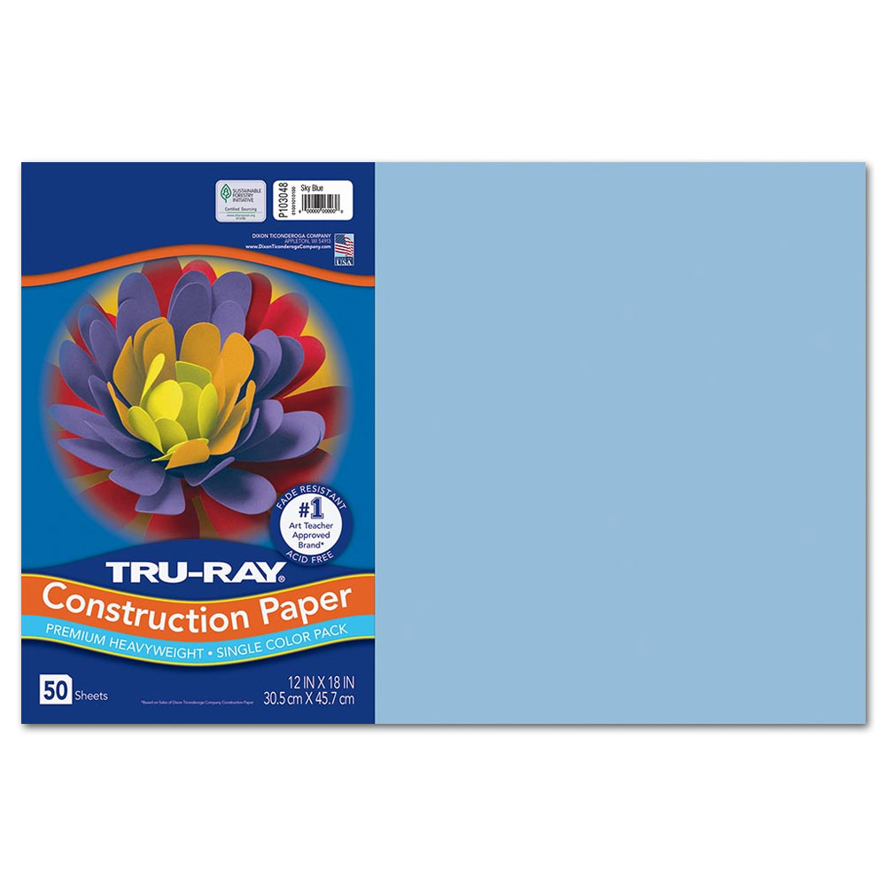 Tru-Ray Heavyweight Construction Paper 12"x18" 50 Pack Sky Blue