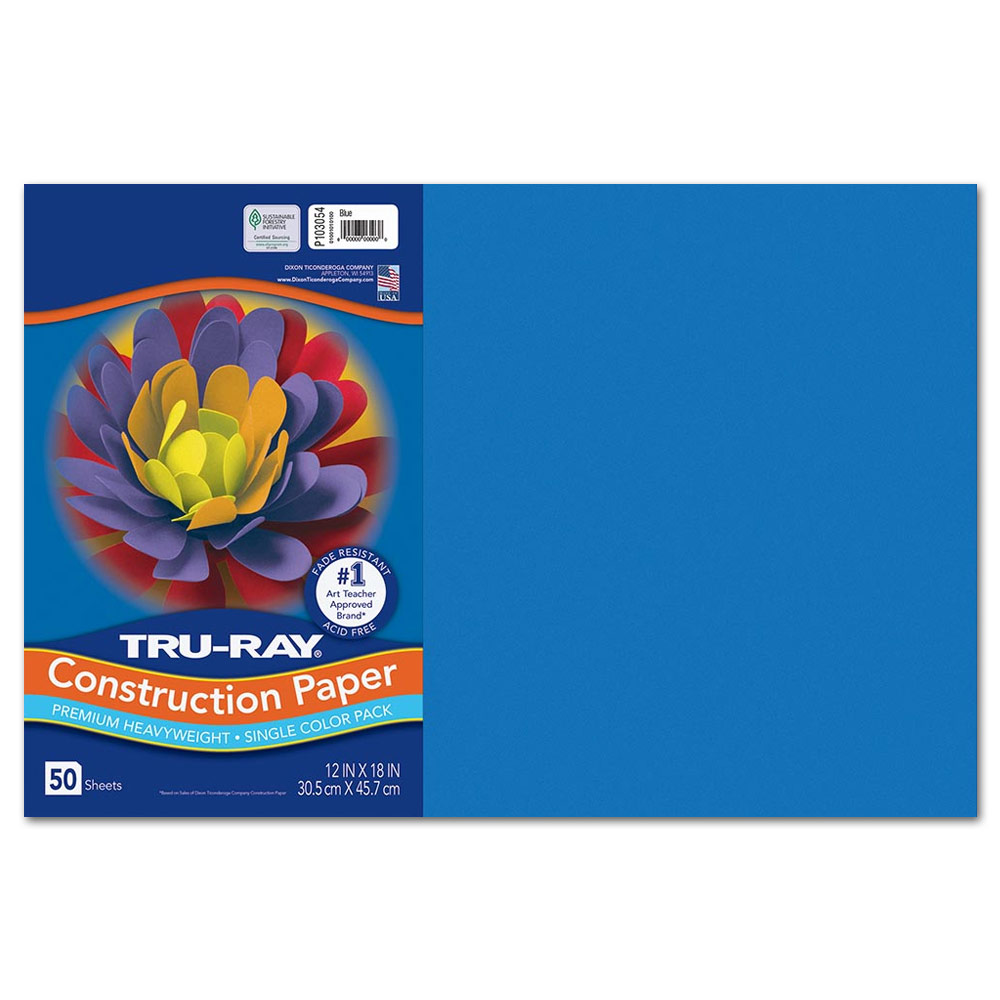 Tru-Ray Heavyweight Construction Paper 12"x18" 50 Pack Blue