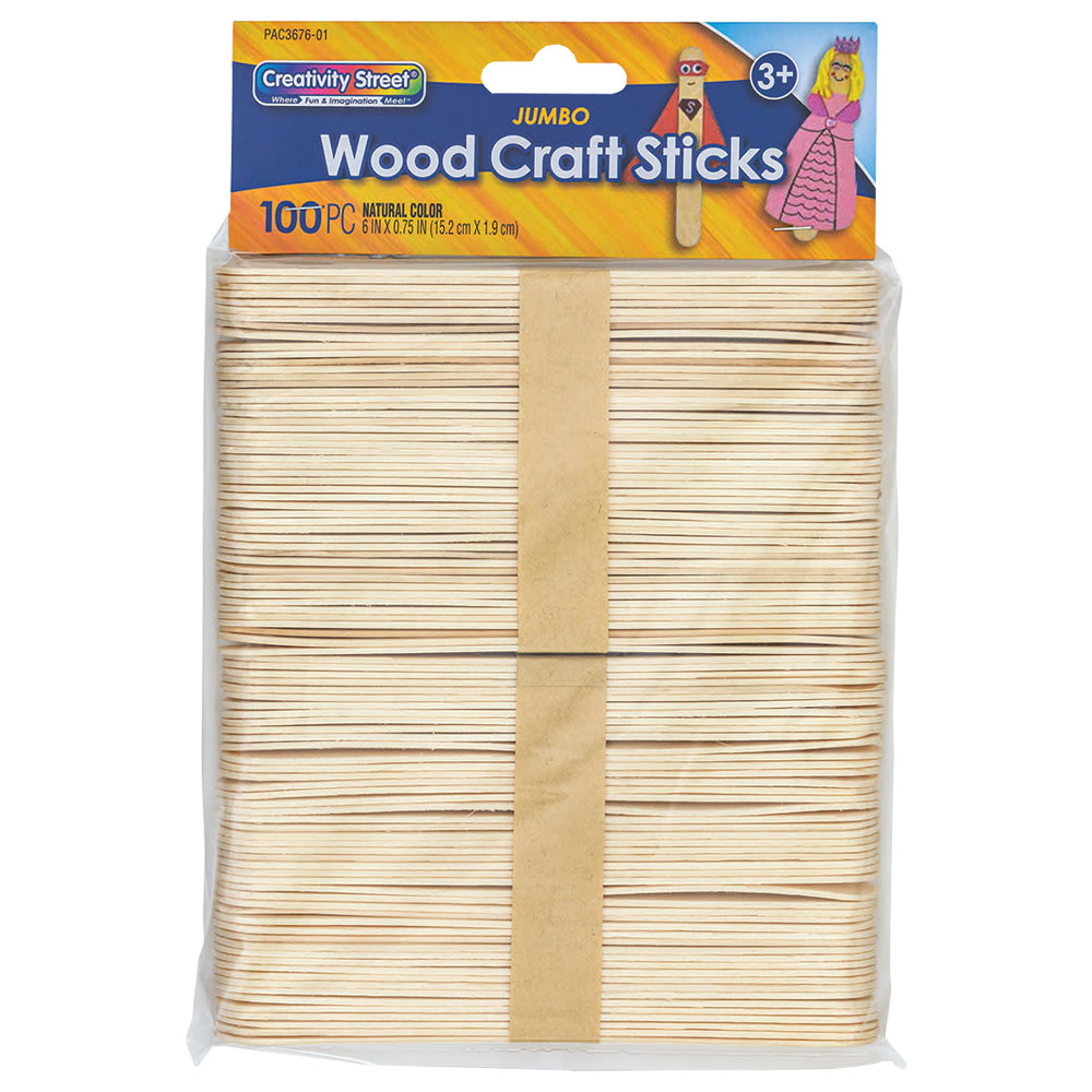 Creativity Street Jumbo Wood Craft Sticks 100 Pack 6"