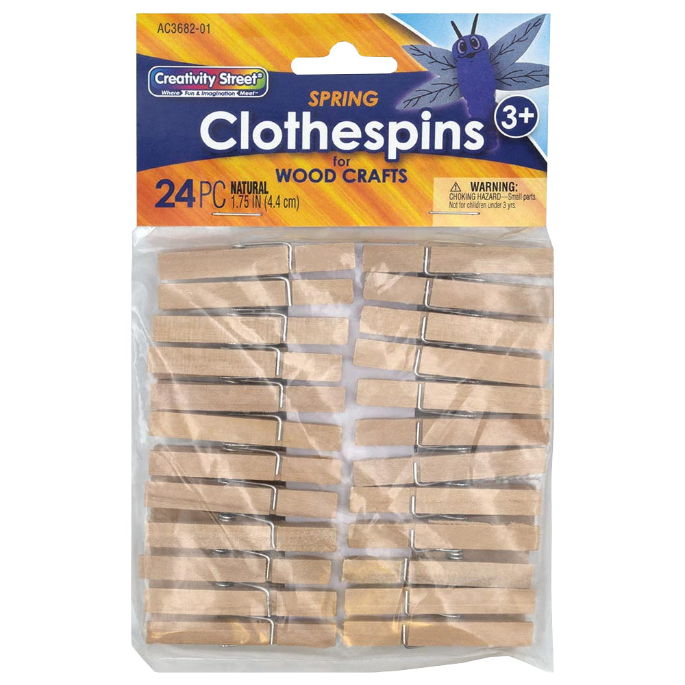 Creativity Street Spring Wooden Clothespin 24 Pack 1.75"