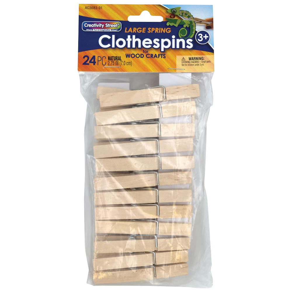 Creativity Street Spring Wooden Clothespin 24 Pack 2.75"