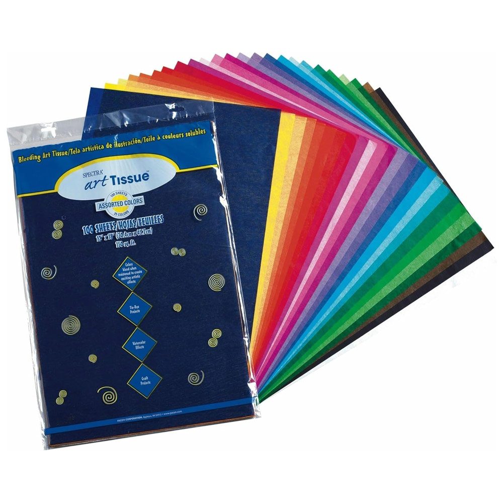 Pacon Spectra Deluxe Bleeding Art Tissue 12"x18" 100 Sheets Assorted