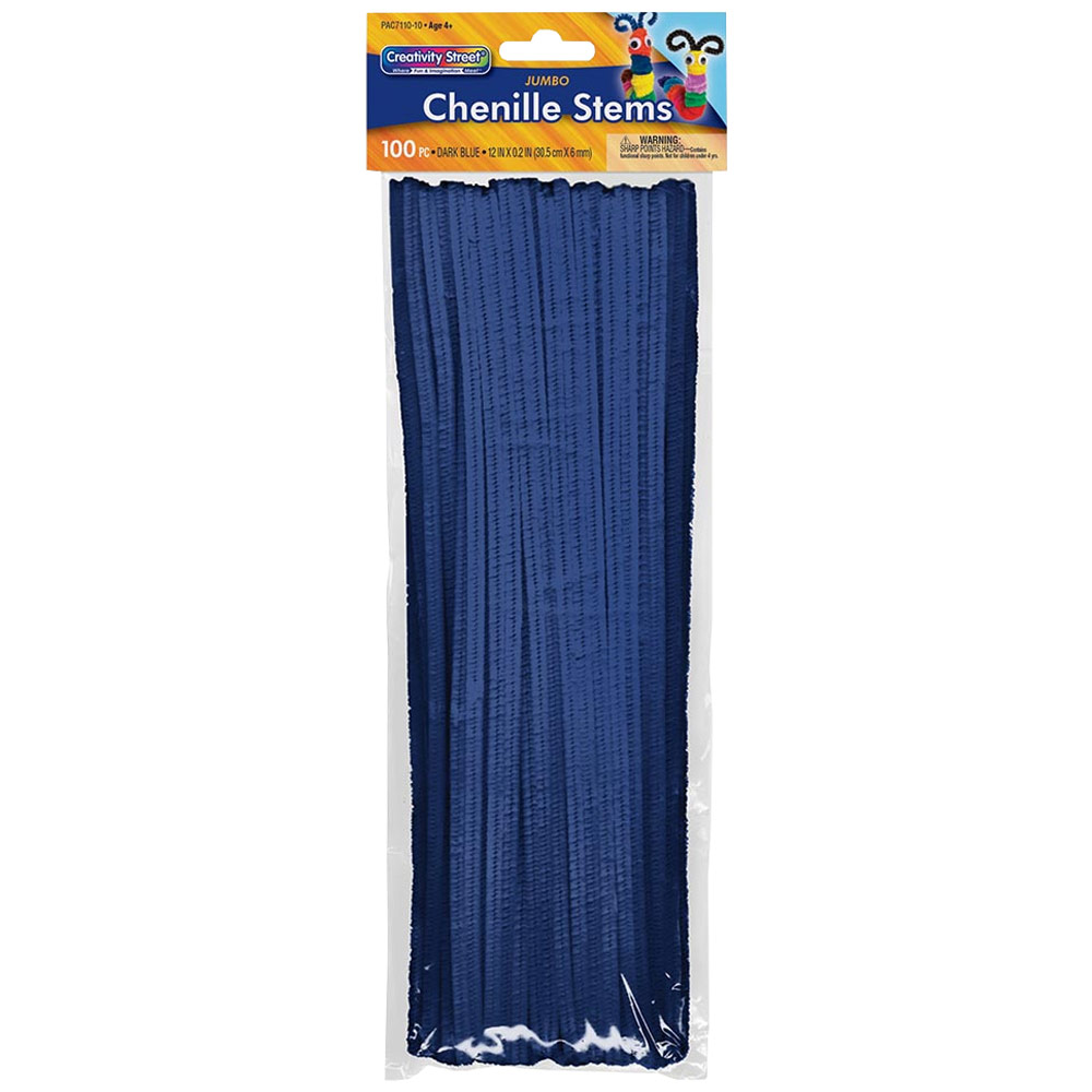 Creativity Street Jumbo Chenille Stems 12" 100 Pack Dark Blue