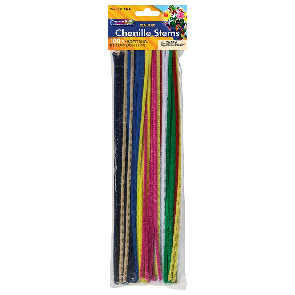Creativity Street Regular Chenille Stems 12" 100 Pack Assorted