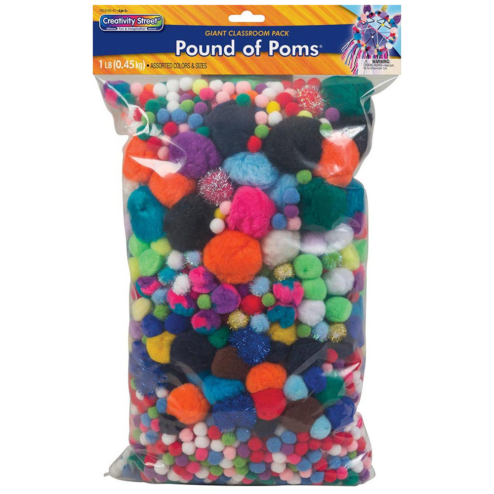 Creativity Street Giant Classroom Pom Pons 1lb Assorted