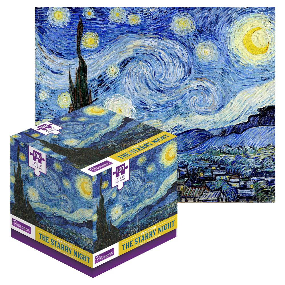 UNIDRAGON Wooden Jigsaw Puzzle Art Collection - Starry Night Van Gogh, 1000  pcs, 17.40 х22, Beautiful Gift Package, Unique Shape Best Gift for Adults,  puzzle van gogh