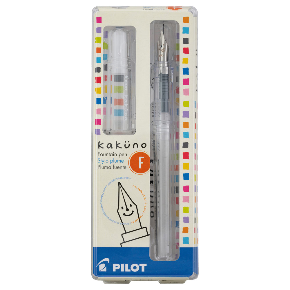 Pilot Kakuno Fountain Pen Fine Clear Cap/Barrel Black