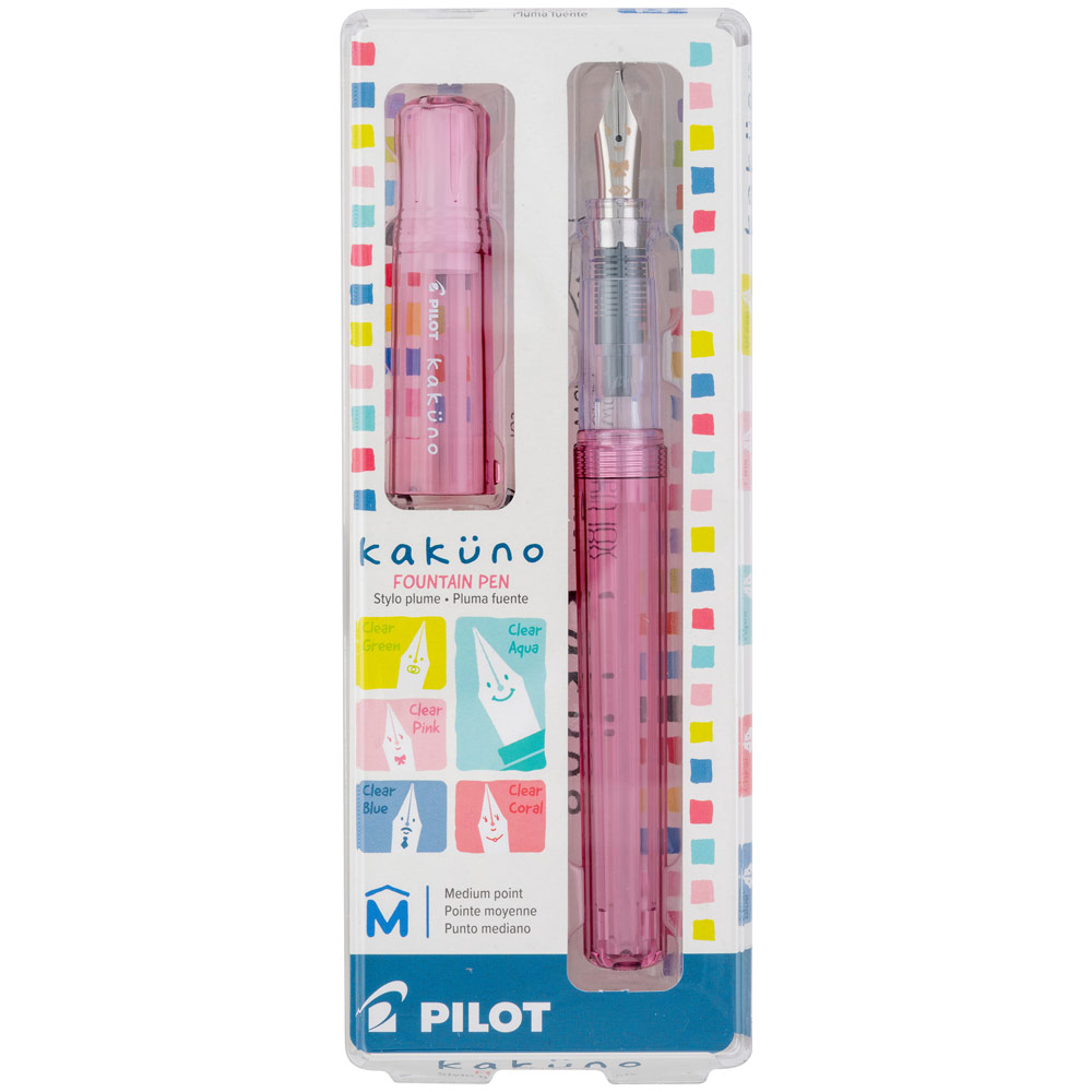 Pilot Kakuno Fountain Pen Medium Translucent Pink
