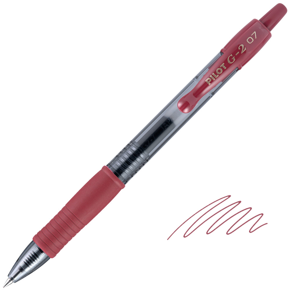 Pilot G2-07 Retractable Gel Rollerball Pen 0.7mm Burgundy