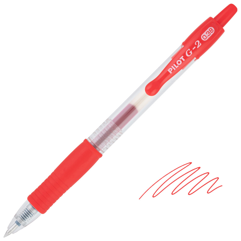 Pilot G2 Retractable Gel Rollerball Pen 0.38mm Red