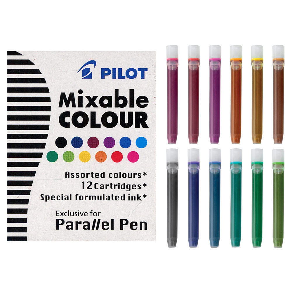 Pilot Parallel Calligraphy Pen Ink Cartridge 12 Pack Assorted