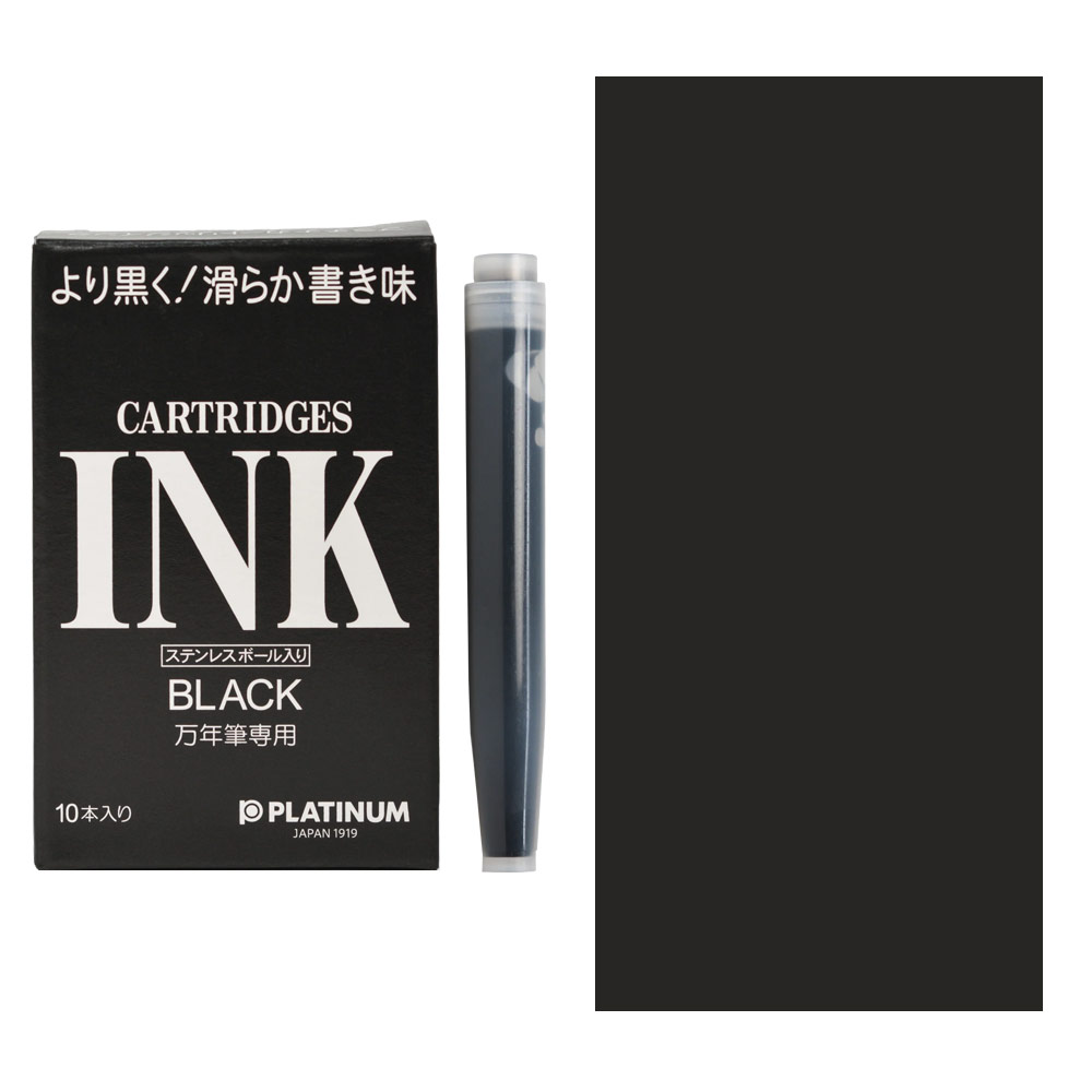 Platinum #1 Black Dye Fountain Pen Ink Cartridge 10 Pack Black