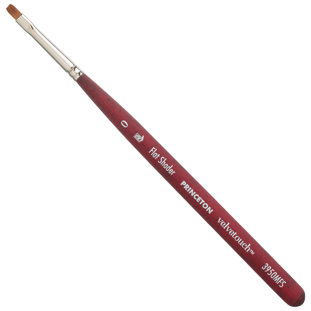 Princeton VELVETOUCH Synthetic Brush Series 3950 Mini Flat Shader #0