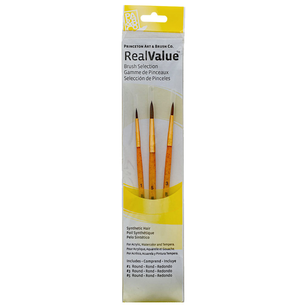 Princeton REALVALUE Synthetic Brush Series 9100 Camel 3 Set