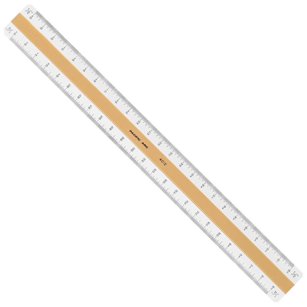 Pacific Arc Architect Four Beveled Flat Scale Ruler 12"