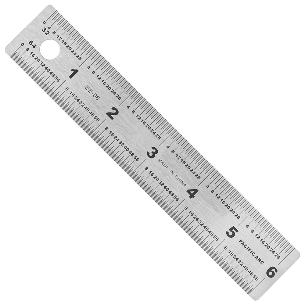 Pacific Arc 1/32nd & 1/64th Stainless Steel Ruler w/Non-Slip Back 6"