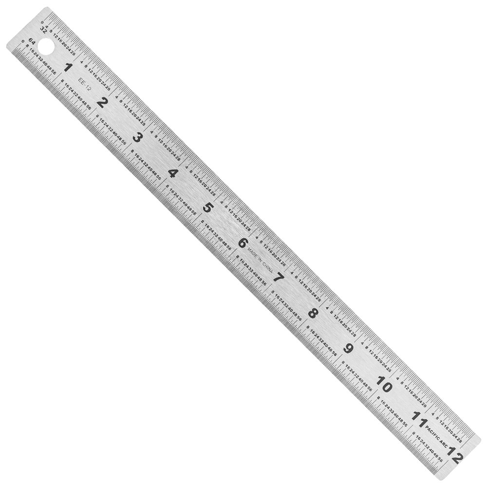 Pacific Arc 1/32nd & 1/64th Stainless Steel Ruler w/Non-Slip Back 12"