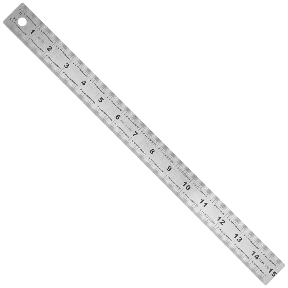 Pacific Arc 1/32nd & 1/64th Stainless Steel Ruler w/Non-Slip Back 15"
