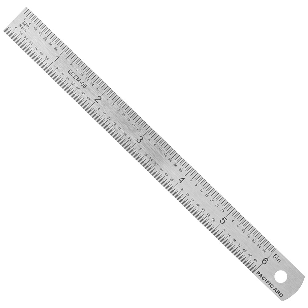 Pacific Arc Inch 1/8th, 1/16th & 1/32nd & Metric Stainless Steel Ruler 6"