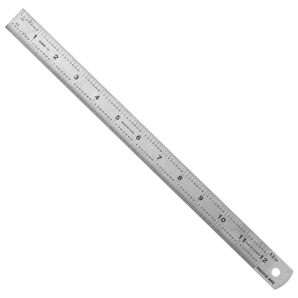 Pacific Arc Inch 1/8th, 1/16th & 1/32nd & Metric Stainless Steel Ruler 12"
