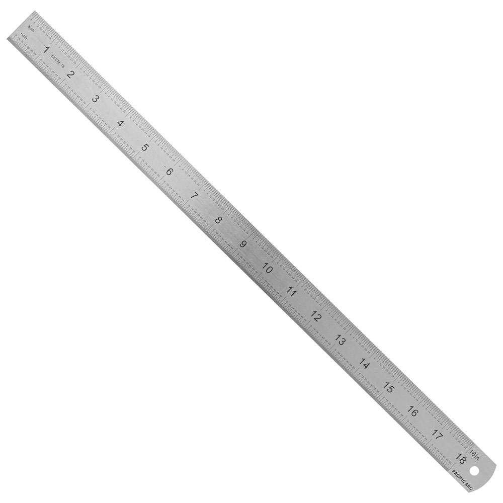 Pacific Arc Inch 1/8th, 1/16th & 1/32nd & Metric Stainless Steel Ruler 18"