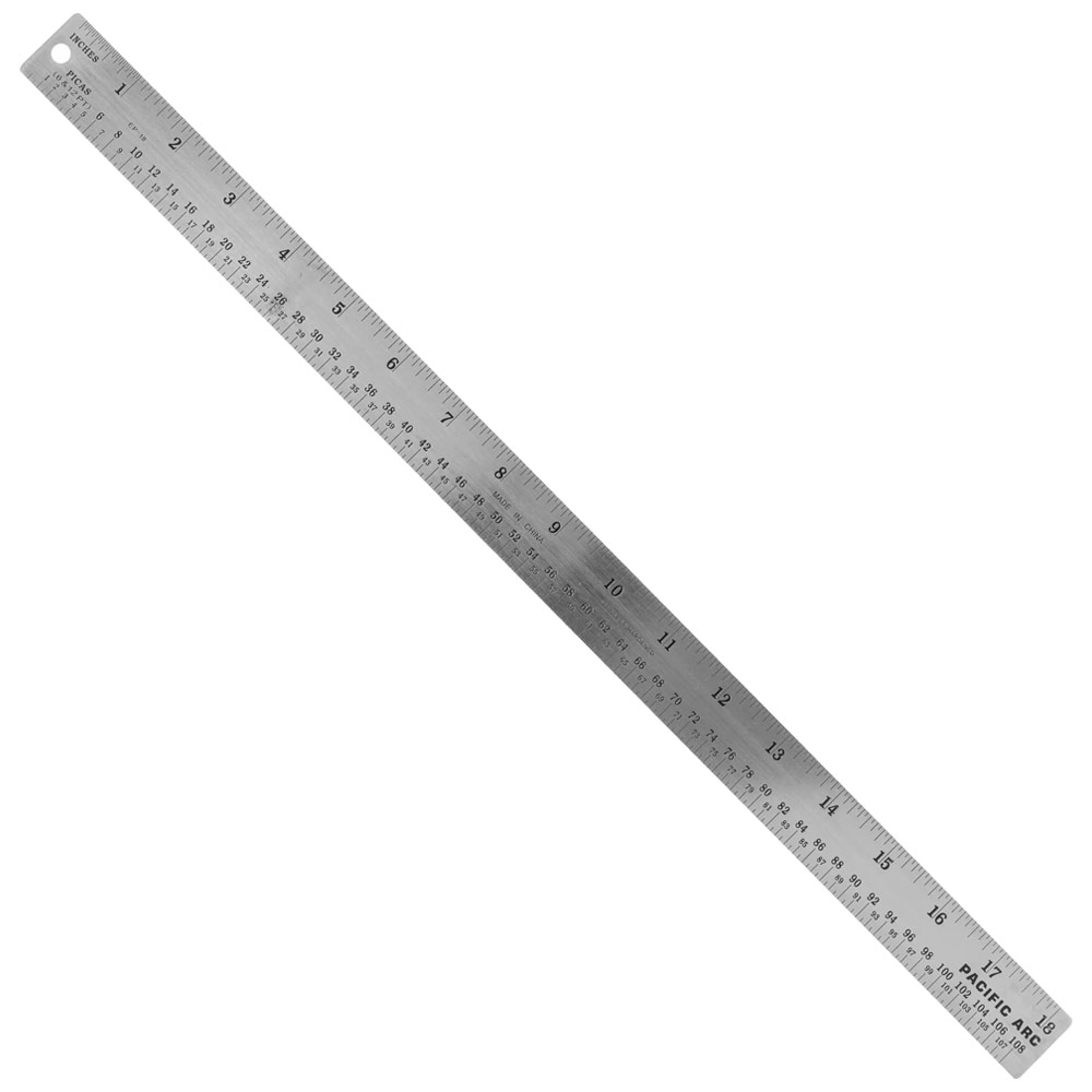 Pacific Arc Pica 1/32nd & 1/64th Stainless Steel Ruler w/Non-Slip Back 18"