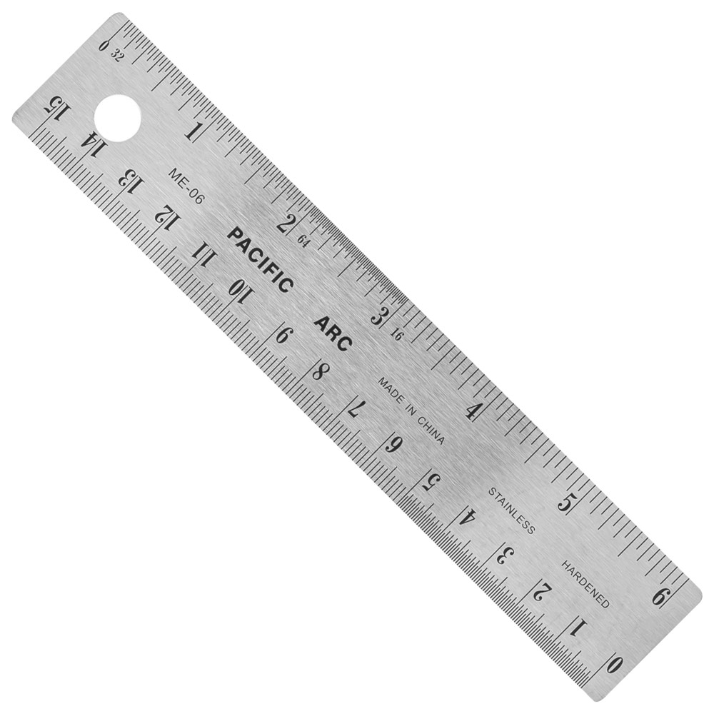 Pacific Arc Metric 1/32nd Stainless Steel Ruler w/ Non-Slip Back 6"