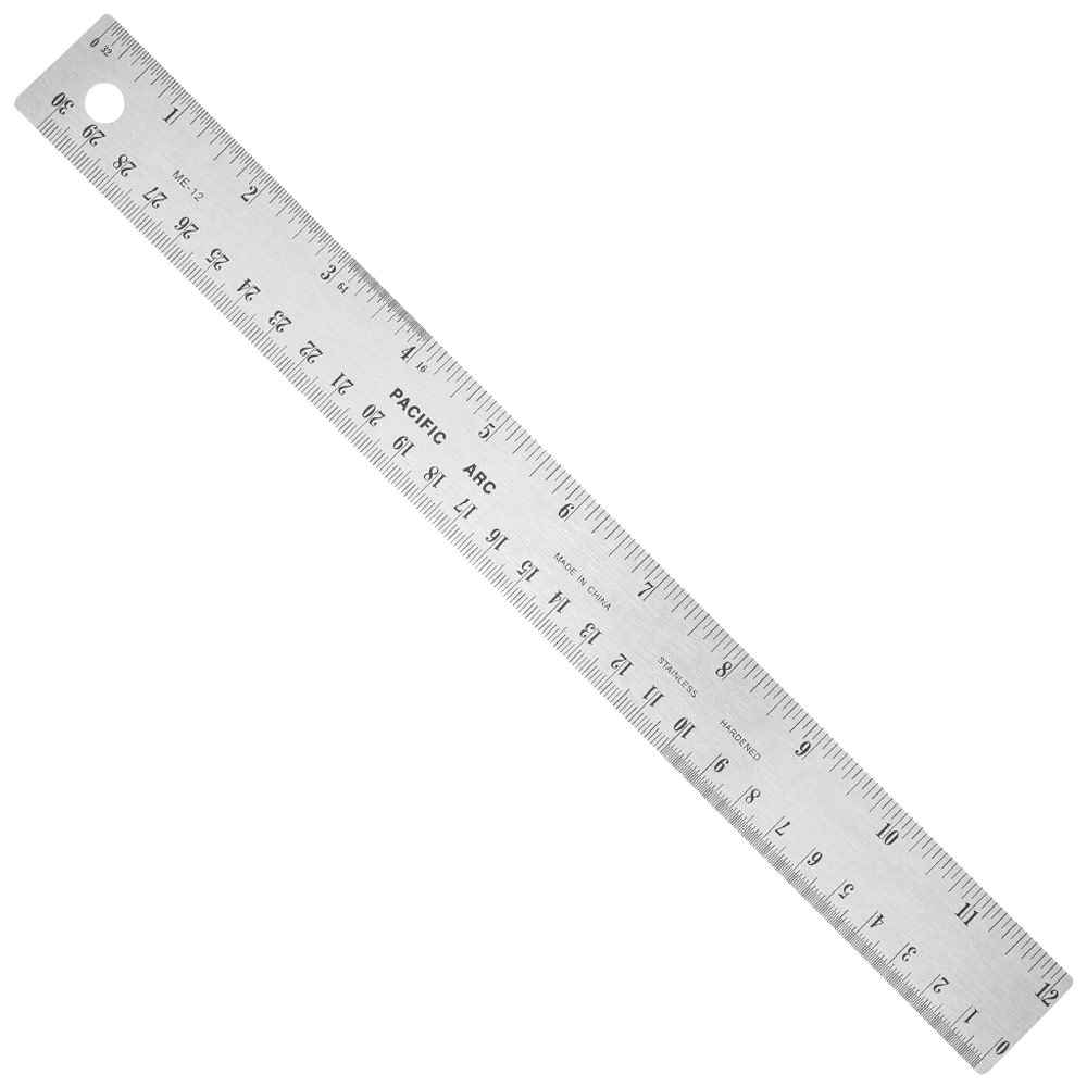 Pacific Arc Metric 1/32nd Stainless Steel Ruler w/ Non-Slip Back 12"