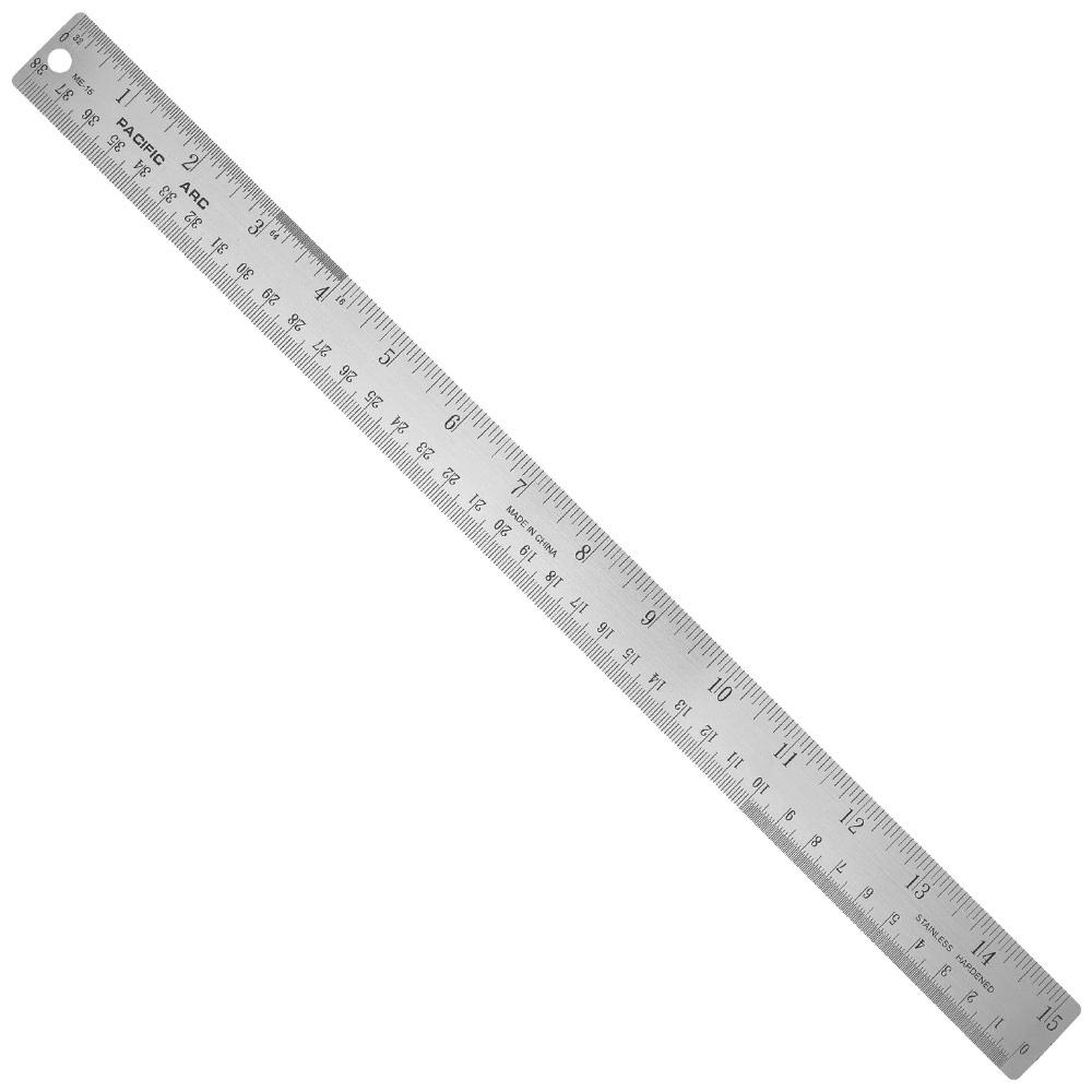 Pacific Arc Metric 1/32nd Stainless Steel Ruler w/ Non-Slip Back 15"