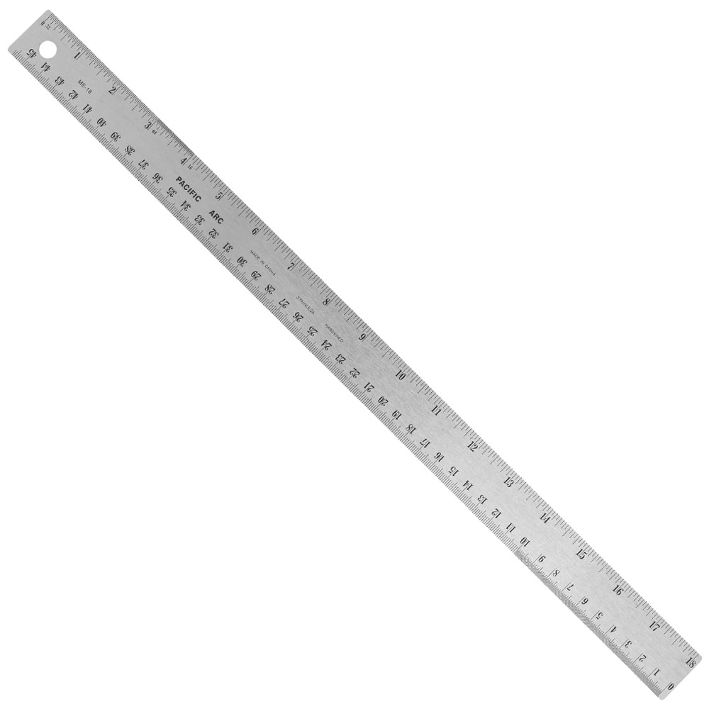 Pacific Arc Metric 1/32nd Stainless Steel Ruler w/ Non-Slip Back 18"