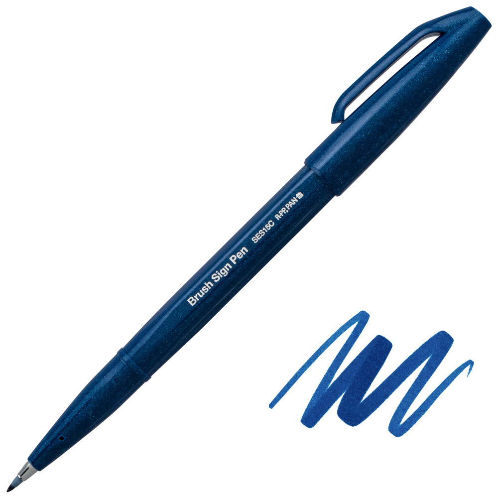 Pentel Arts Sign Pen Brush Blue Black