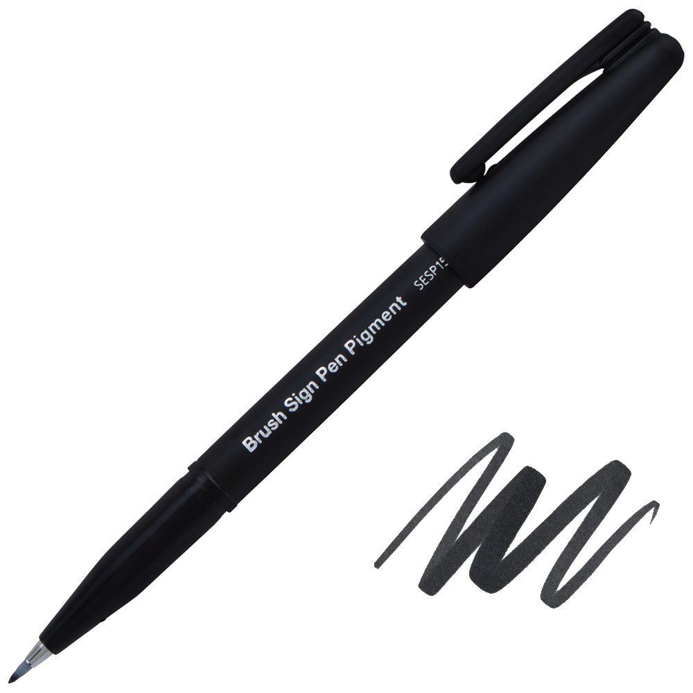 Pentel Arts Sign Pen Pigment Brush Black