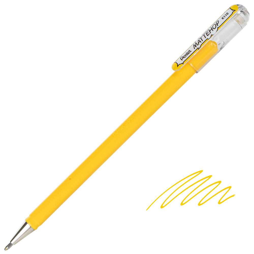 Pentel Arts MATTEHOP Hybrid Gel Roller Pen 1.0mm Yellow