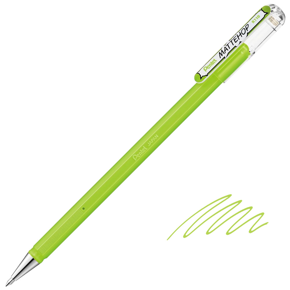 Pentel Arts MATTEHOP Hybrid Gel Roller Pen 1.0mm Yellow Green