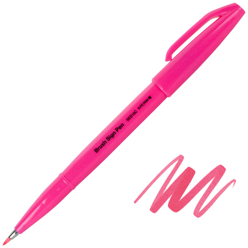 Pentel Arts Sign Pen Brush Fluorescent Pink