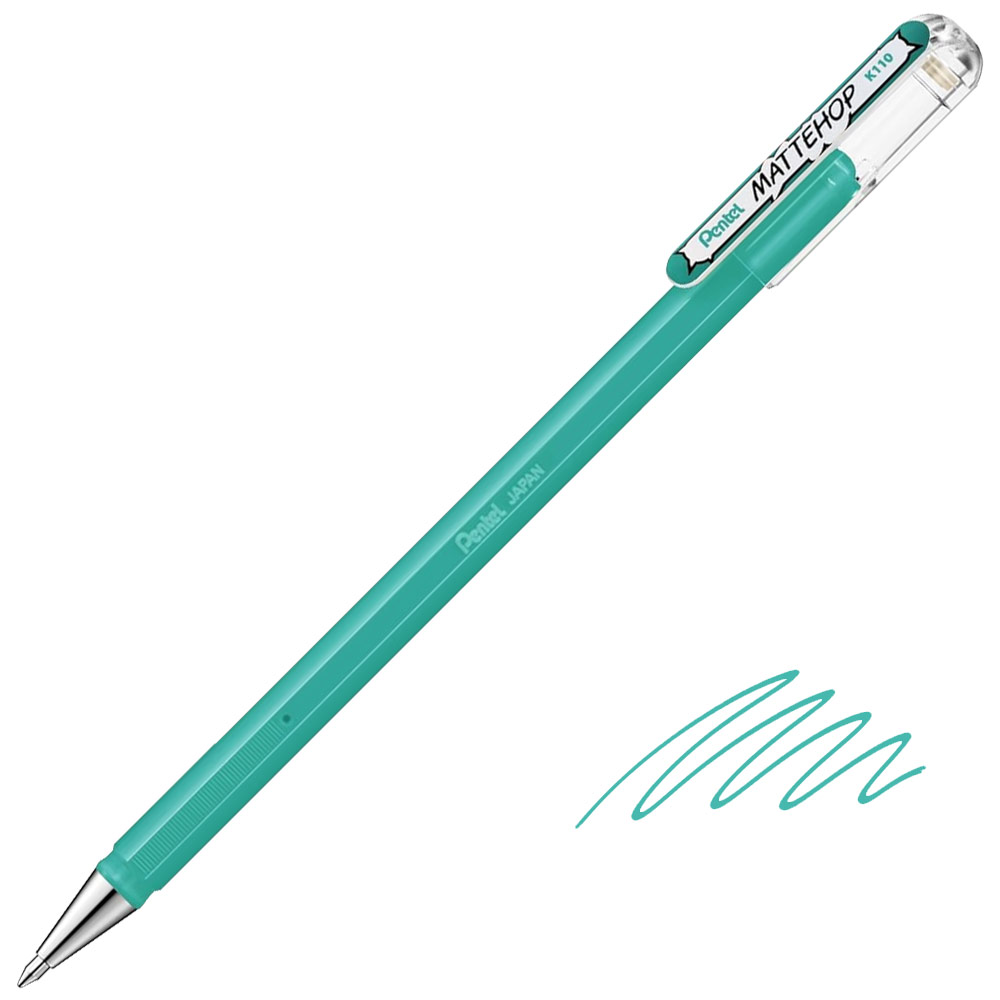 Pentel Arts MATTEHOP Hybrid Gel Roller Pen 1.0mm Turquoise Blue