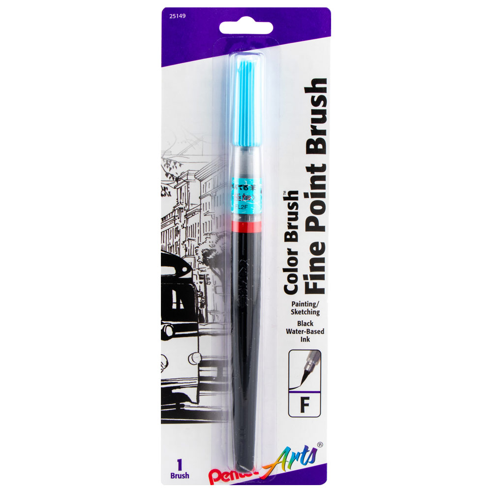 Pentel Arts Color Water-Based Dye Ink Brush Pen Fine Black