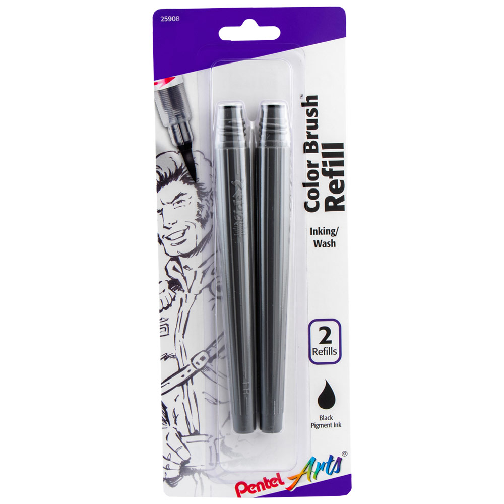 Pentel Arts Color Brush Pen Refill 2 Pack Black
