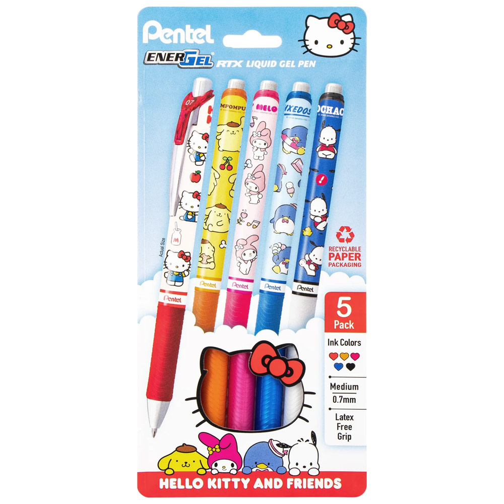 Pentel EnerGel RTX Sanrio Retractable Liquid Gel Pen 5 Set 0.7mm Assorted #1