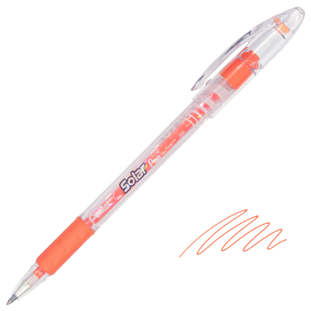 Pentel Solar Pop Neon Gel Pen 0.6mm Orange