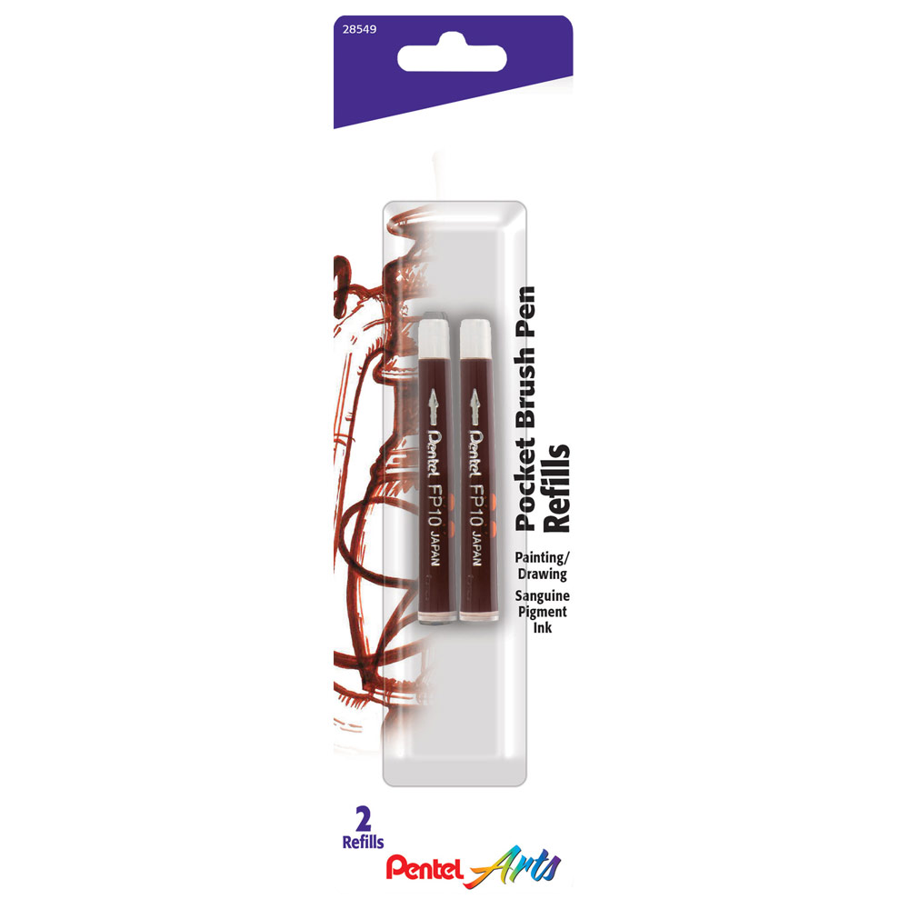 Pentel Arts Pocket Brush Pen Refill 2 Pack Sanguine