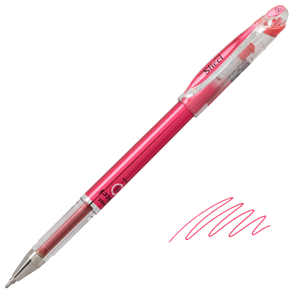 Pentel Arts Slicci Metallic Needle Tip Gel Pen 0.8mm Red
