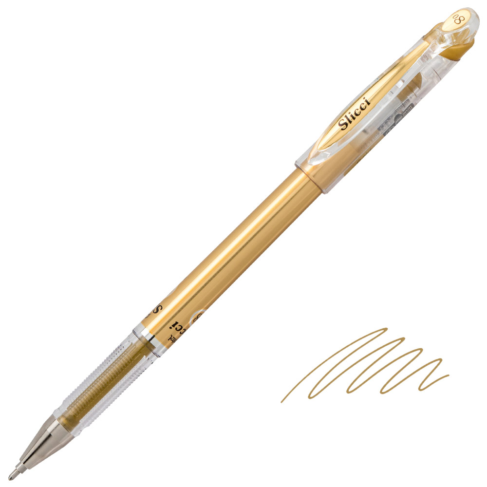Pentel Arts Slicci Metallic Needle Tip Gel Pen 0.8mm Gold