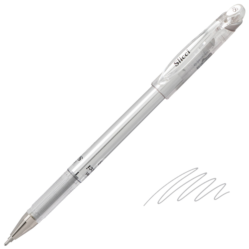 Pentel Arts Slicci Metallic Needle Tip Gel Pen 0.8mm Silver