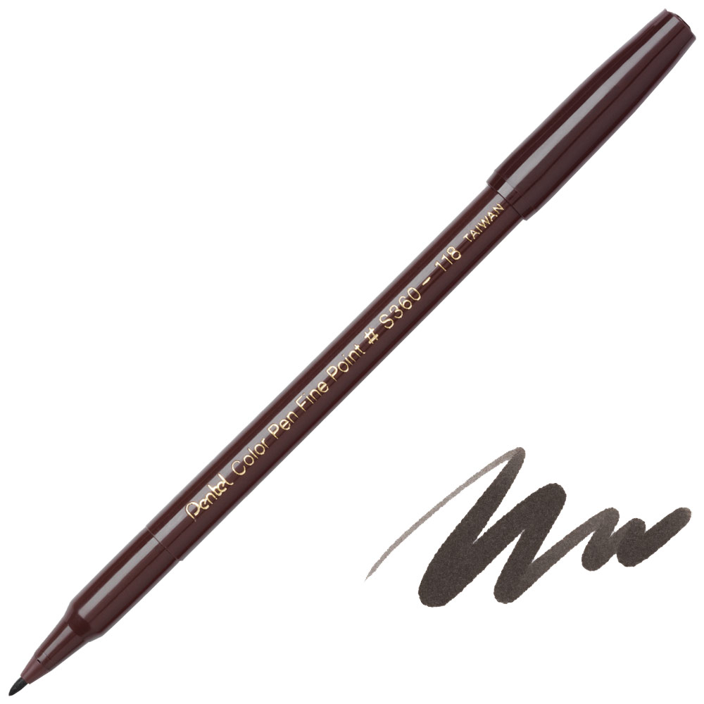Pentel Arts Color Pen Fine Point Marker Dark Brown 118