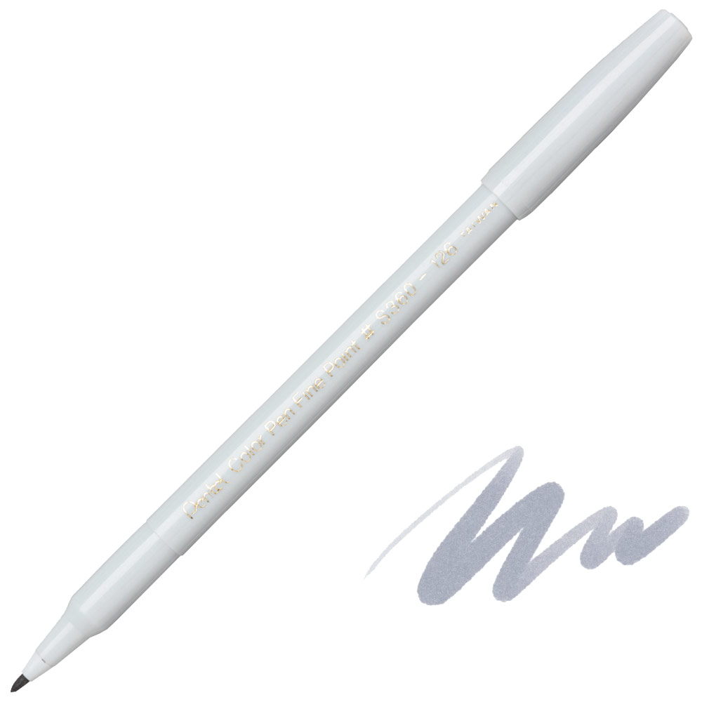 Pentel Arts Color Pen Fine Point Marker Silver Gray 126