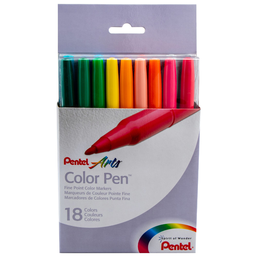 Pentel Arts Color Pen Fine Point Marker 18 Set Assorted