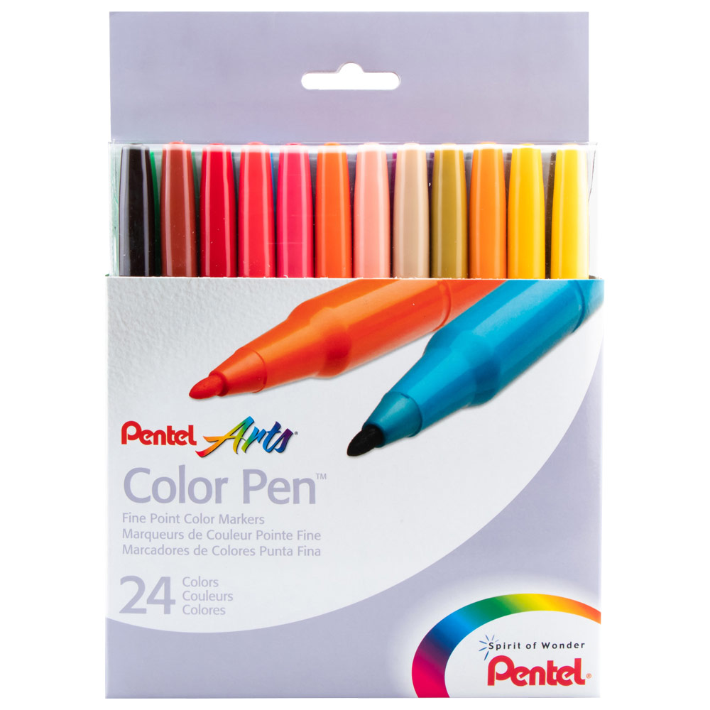 Pentel Arts Color Pen Fine Point Marker 24 Set Assorted