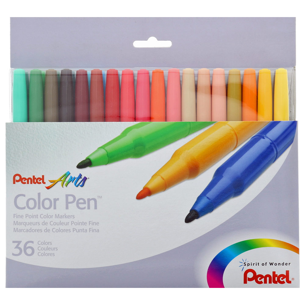 Pentel Arts Color Pen Fine Point Marker 36 Set Assorted