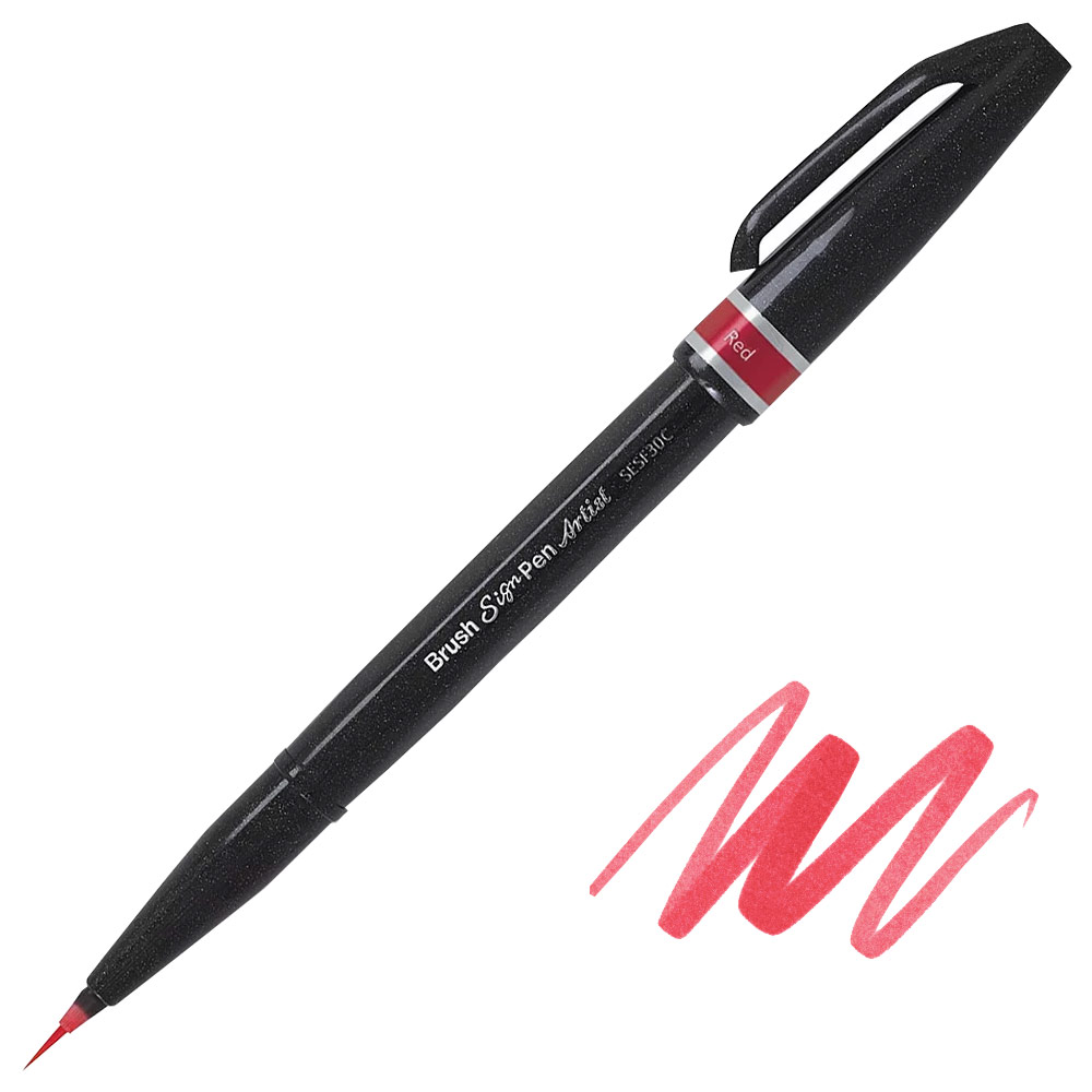 Pentel Arts Sign Pen Micro Brush Red